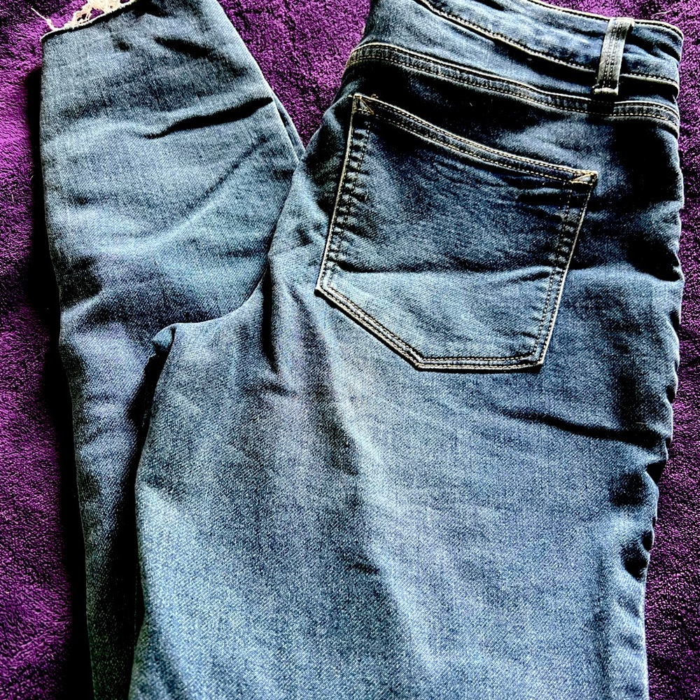 Maurice’s skinny leg jeans with holes for design